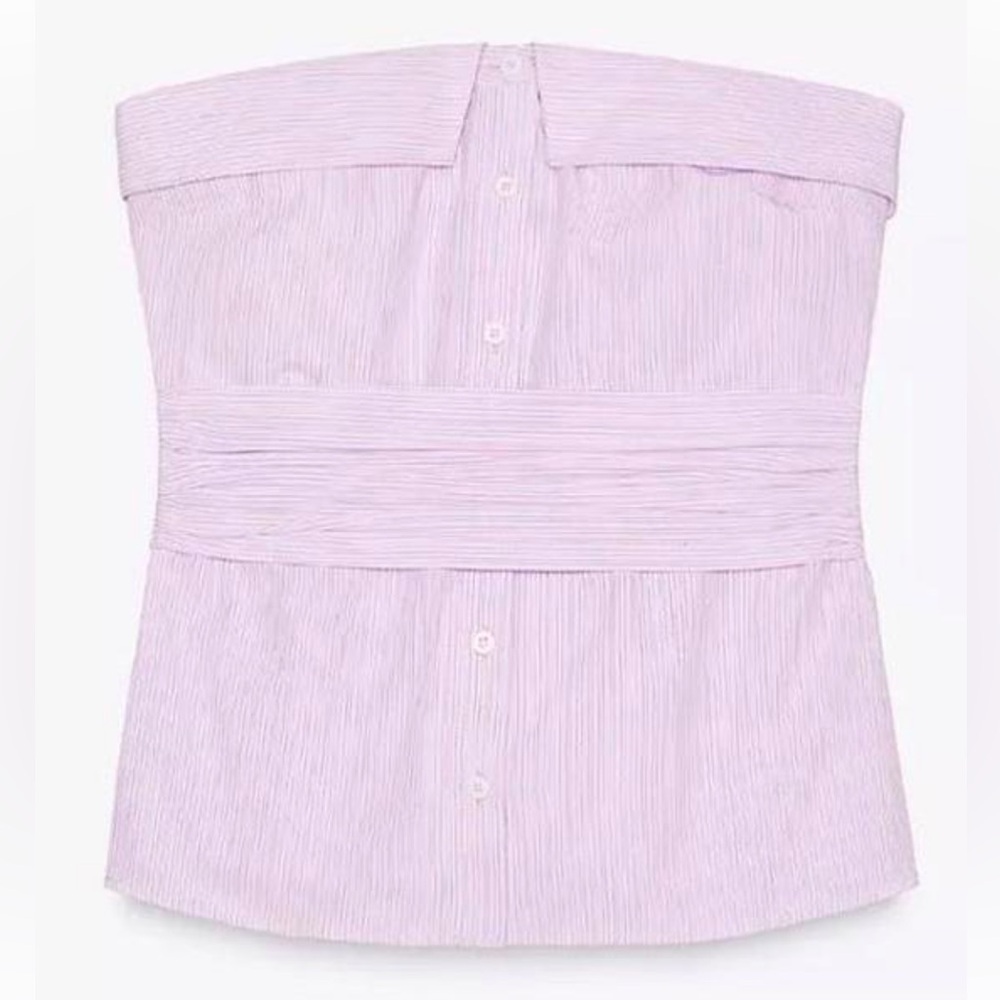 Zara Pink Strapless Button-Up Top
